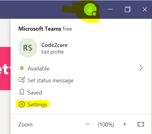 Microsoft Teams Settings